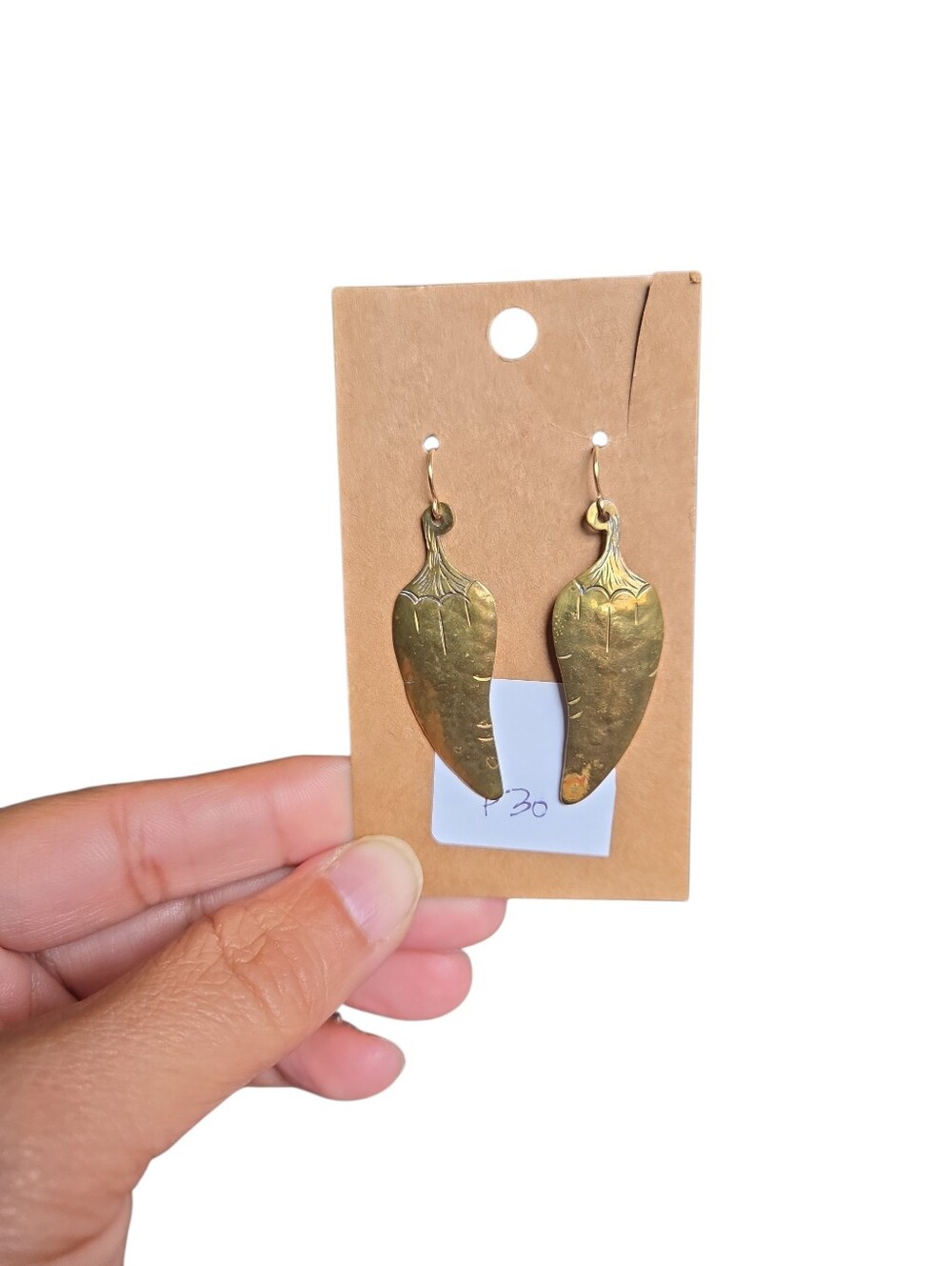 Vintage Brass Pepper Drop Earrings 2"